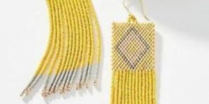 Ladies Yellow Glass Beads Earrings