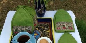 Light Green Madhubani Tea Cozy Set