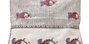 White Madhubani Cushion Cover