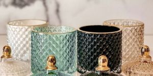 Glass Candy Jar with Lid Golden