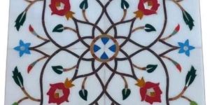 White Marble Inlay Flooring