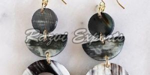 Vui Mung Geometric Buffalo Horn Statement Earrings