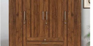 Engineered Wood 4 Door Wardrobe with Drawers