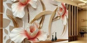 3D Floral Costomized Wallpaper