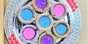 ECD-112 7 PCS DIYA GIFT SET WITH WAX ROUND