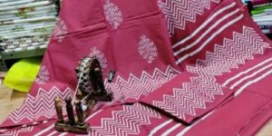 Cotton Hand Block Printed Saree