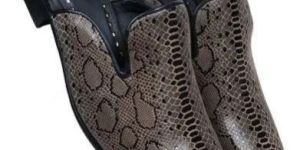 Mens Embossed Leather Mule Shoes