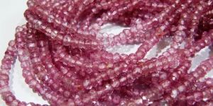 Pink Topaz Rondelle Faceted Beads