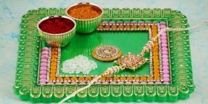 Acrylic Meenari Green Pooja Thali