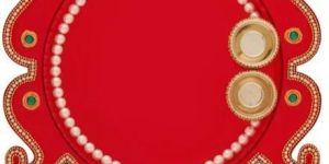 Acrylic Meenari Red Pooja Thali