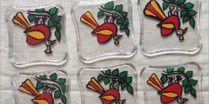 Peacock Hand Painted Tea Coaster