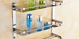 Double Shelf with Towel Rod
