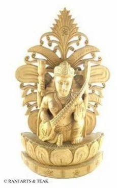 Wooden Saraswati Statue