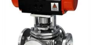 Pneumatic Actuator Operated 4 Way Ball Valve Flange End