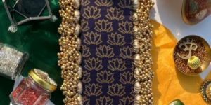 Kamal Bandhej Quill Mor Bani Thangat Kare Micro Lace Masakali Rangoli
