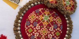 Navy Blue & Maroon Navratna Patola Classic Invitation Ensemble