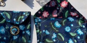 POCKET SQUARE MINI POUCH Blue Pink Colloquial Divine Pichwai