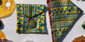 Lemon Yellow Vermillion Congruous Divine Pichwai POCKET SQUARE MINI POUCH