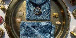 Scallop Jaal Coral Curves Intense Ajrakh Pocket Square Mini Pouch