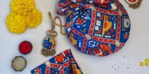 Royal Blue Hathi Popat Patola Potli & Pocket Square