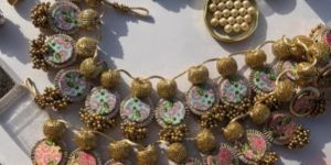 Og Pastel Pistachio Infloresence Divine Pichwai Spherical Glass Lumba Toran