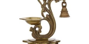 Brass Parrot Showpiece Diya with Bells