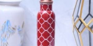 Red Floral Copper Water Bottle