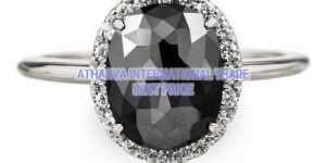 Oval Cut Black Diamond Halo Ring