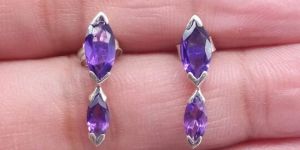 925 Sterling Silver Natural Amethyst Gemstone Handmade Studs