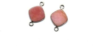 925 Sterling Silver Natural Pink Opal Connector