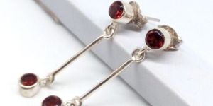 Natural Garnet Gemstone 925 Solid Sterling Silver Earrings