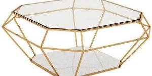 Polished Diamond Gold Coffee Table