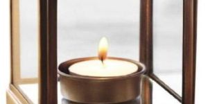 Metal and Glass Decorative Tea Light Candle Holder