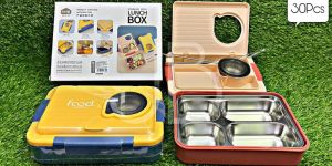 Students Lunch Box Sealed Leakage Proof Stainless Steel Lunch Box with 4 Compartment