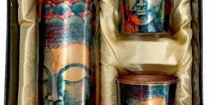 Copper Printed Bottle with 2 Glass