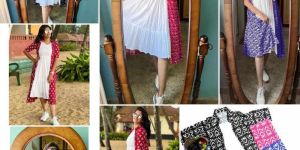 Crape Digital Printed Short Kurti with Long Koti