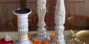 Wood Pillar Candle Holders