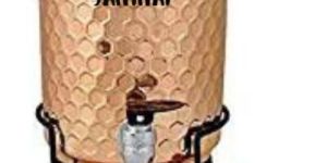 COPPER DESIGNER PRINTED WATER POT WITH GLASS