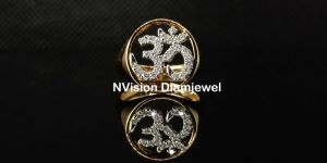 Natural Diamond Unisex Om Ring