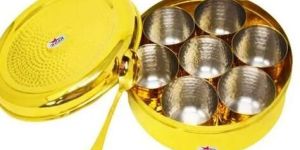 Brass Hammered Masala Box