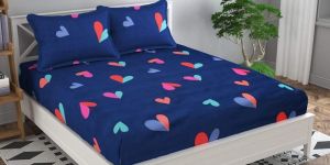 Glace Cotton Double Bedsheet for Double Bed 180 Tc with 2 Pillow Covers 3D Flower Printed Pattern