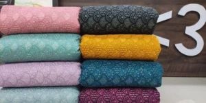 Poly Silk Chikan Embroidery Fabric