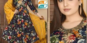 Rayon Printed Alia Cut Suit