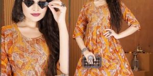 Rayon Foil Printed Ghera Kurti