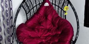 Cast Iron Swing Chair with Stand and Cotton Cushion