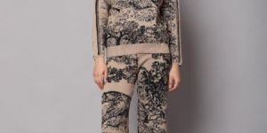 Knitted Printed Women Crew Neck Co-ord Set