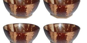 Handmade Coconut Shell Round Bowl with Stand