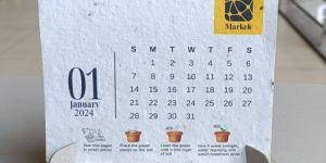 Recycled Paper Plantable Calendar with Cardboard Stand