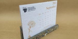 Textile Recycled Paper Plantable Calendar with Recycled Chipboard Stand