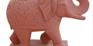 Red Sandstone Elephant Sculpture